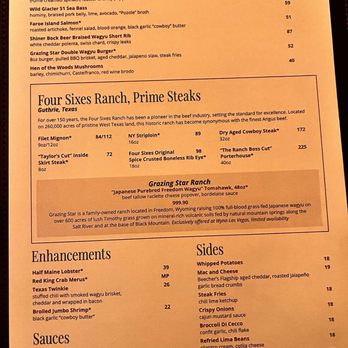 Four Sixes Ranch Steakhouse - Menu 1 - Steakhouses Near Me - Las Vegas, Nevada