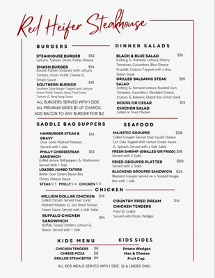 Menu photo 2 The Red Heifer Steakhouse Chipley, FL