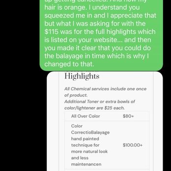 Julian Reese Spa - Text message to Rachel regarding the brassy color in my hair - Skin Care Near Me - O'Fallon, Missouri Julian Reese Spa - Text message to Rachel regarding the brassy color in my hair - Skin Care Near Me - O'Fallon, Missouri
