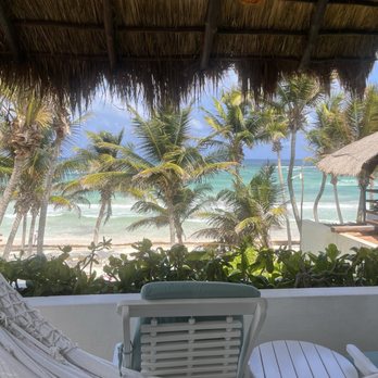 Cabañas Tulum Beach Hotel & Spa - Photo from the 2nd floor view from the terrace looking towards the Caribbean - Hotels Near Me - Tulum, ROO Cabañas Tulum Beach Hotel & Spa - Photo from the 2nd floor view from the terrace looking towards the Caribbean - Hotels Near Me - Tulum, ROO