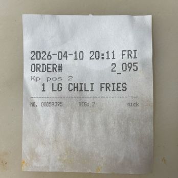 Lucky Boy - Receipt of large chili fries ordered - Burgers Near Me - Pasadena, California Lucky Boy - Receipt of large chili fries ordered - Burgers Near Me - Pasadena, California