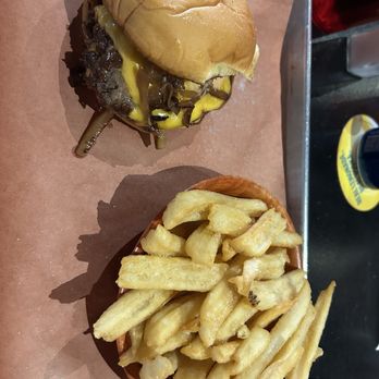 Johnny’s Garage - Double patty burger and fries amazing - New American Near Me - Hanahan, South Carolina