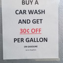 buy a car wash and get 30 % off per gallon
