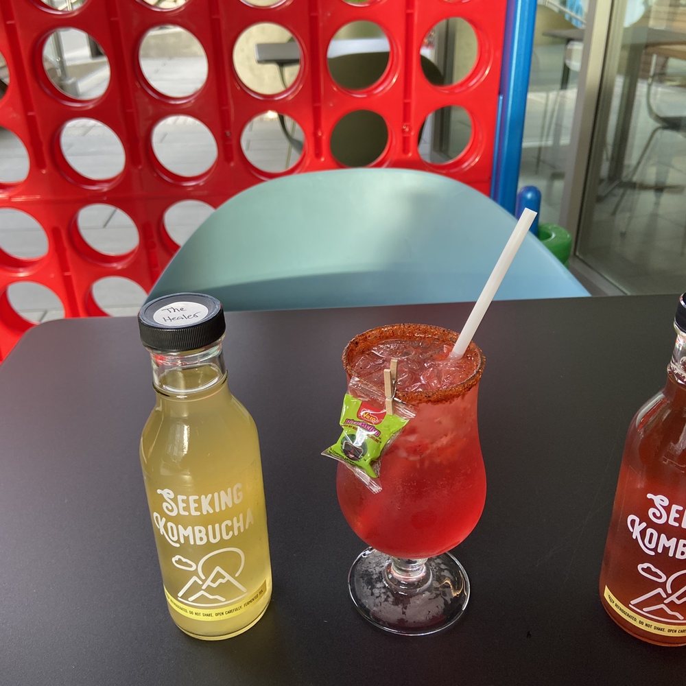 Dandelion detox , the healer and watermelon sugar highhhh with the blue apple booch