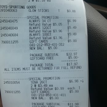 Target - Always-buy 3 get a $5 gC $17.97 less $5= $12.97 for 3. Tena buy 2 get $5GC. Total $6.98 less $5 1.98. Buy for a friend!! - Department Stores Near Me - Greenacres, Florida Target - Always-buy 3 get a $5 gC $17.97 less $5= $12.97 for 3. Tena buy 2 get $5GC. Total $6.98 less $5 1.98. Buy for a friend!! - Department Stores Near Me - Greenacres, Florida