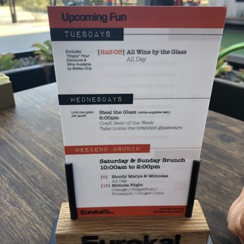 Eureka! - Weekly specials (as of May 2019) - American Near Me - Carlsbad, California Eureka! - Weekly specials (as of May 2019) - American Near Me - Carlsbad, California
