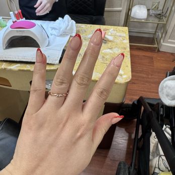 Q Spa & Nails - Gel x nails with red French - Nail Salons Near Me - Mill Creek, Washington Q Spa & Nails - Gel x nails with red French - Nail Salons Near Me - Mill Creek, Washington