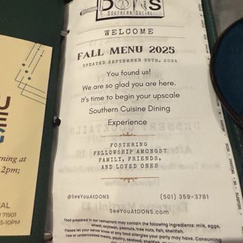 DONS Southern Social - Menu - Southern Near Me - Hot Springs, Arkansas DONS Southern Social - Menu - Southern Near Me - Hot Springs, Arkansas
