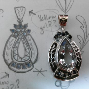 Amy Nicohl's Custom Jewelry - A custom 18kt gold pendant, created using the customer's own design ideas and stones. - Jewelry Near Me - Lodi, California Amy Nicohl's Custom Jewelry - A custom 18kt gold pendant, created using the customer's own design ideas and stones. - Jewelry Near Me - Lodi, California