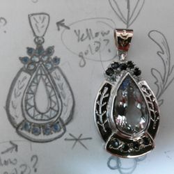 Amy Nicohl's Custom Jewelry - A custom 18kt gold pendant, created using the customer's own design ideas and stones.