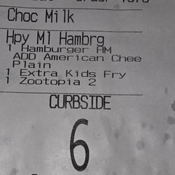 Receipt proving I was at Curbside 6