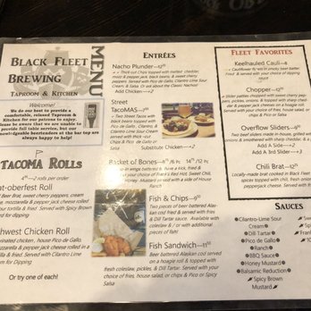 Black Fleet Brewing Taproom & Kitchen - Front of menu - Brewpubs Near Me - Tacoma, Washington