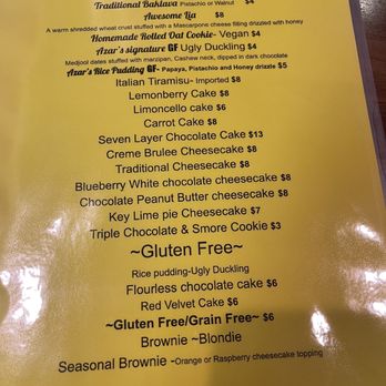 Azar's Mediterranean Cuisine - Dessert menu - Mediterranean Near Me - Virginia Beach, Virginia Azar's Mediterranean Cuisine - Dessert menu - Mediterranean Near Me - Virginia Beach, Virginia