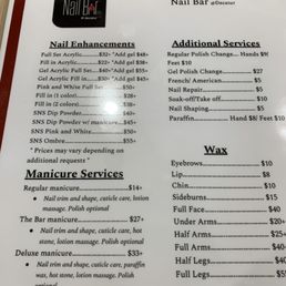 Menu as of May 2022 Menu as of May 2022