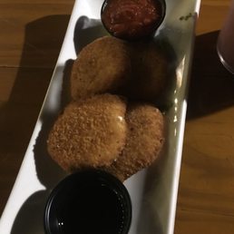 Fried Mozzarella $10 for 4. Pricey but delicious!