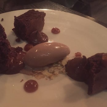 Juniper - Flourless Chocolate cake with caramel sea salt and ice cream - Italian Near Me - Austin, Texas