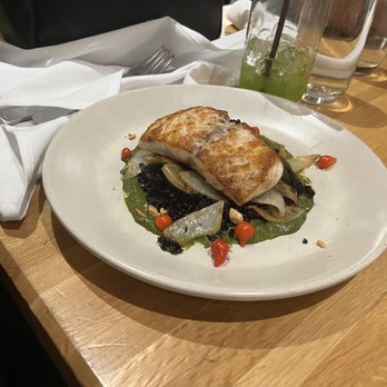 True Food Kitchen - Black rice with seasonal Vegetables with grilled sea bass. - New American Near Me - Boca Raton, Florida True Food Kitchen - Black rice with seasonal Vegetables with grilled sea bass. - New American Near Me - Boca Raton, Florida