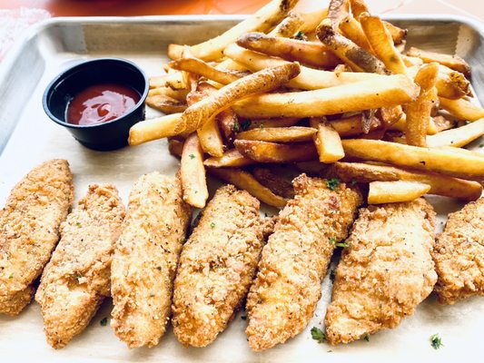 Photo of The Rabbit Hole - Pompano Beach, FL, US. Lemon Pepper Chicken Wings & Fries