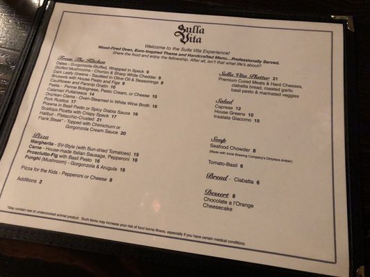 Menu photo 7 Sulla Vita Leavenworth, WA