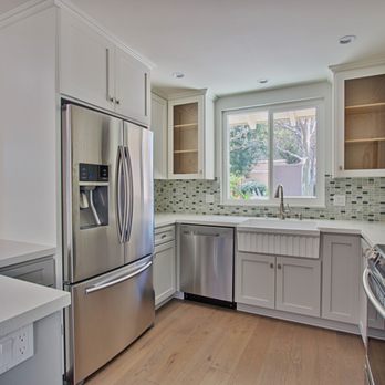 Homelife Concepts - Shown with our custom Shaker cabinets, Whitehaus Farm sink, quartz countertop, glass/stone backsplash, Samsung Appliances, Engineered wood - General Contractors Near Me - Laguna Hills, California Homelife Concepts - Shown with our custom Shaker cabinets, Whitehaus Farm sink, quartz countertop, glass/stone backsplash, Samsung Appliances, Engineered wood - General Contractors Near Me - Laguna Hills, California