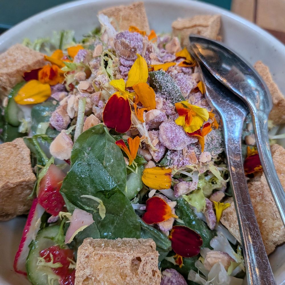 Twelvemonth - Tea Party Salad with Crispy Tofu - Vegan Near Me - Burlingame, California Twelvemonth - Tea Party Salad with Crispy Tofu - Vegan Near Me - Burlingame, California