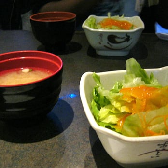 Katsu Japanese Restaurant - Miso soup and salad coming with complete dinner. - Japanese Near Me - Toronto, Ontario