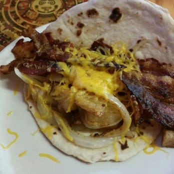 Yatzil Mexican Restaurant  - Potato, bacon, grilled onion, cheese, and sour cream taco! Yum overload! #YatzilRocks - Mexican Near Me - San Antonio, Texas