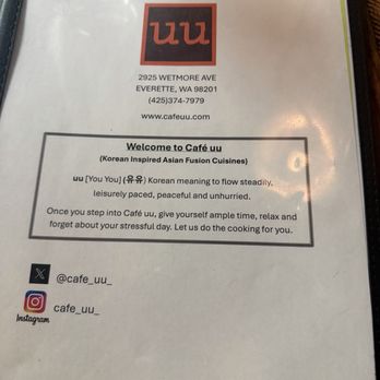 Café uu - Menu - Korean Near Me - Everett, Washington Café uu - Menu - Korean Near Me - Everett, Washington