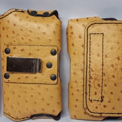 AGN Leather - Tan Ostrich Leather Pattern Mobile Phone Case