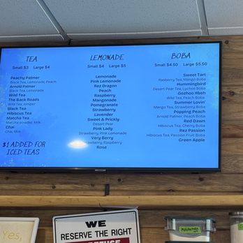 Cafe Gozhoo - Tea and Lemonade menu. - Restaurants Near Me - Whiteriver, Arizona