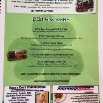 P-2's Irish Pub - Wings & entrees menu - Irish Pub Near Me - Tupper Lake, New York P-2's Irish Pub - Wings & entrees menu - Irish Pub Near Me - Tupper Lake, New York