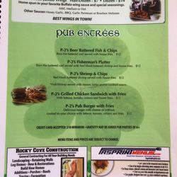 P-2's Irish Pub - Wings & entrees menu