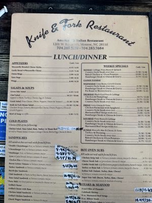 Menu photo 1 Knife & Fork Restaurant Monroe, NC Menu photo 1 Knife & Fork Restaurant Monroe, NC
