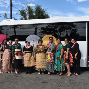 Cedillo Limousines - Our young people's ministry leaders standing in front of our party bus. #CULTURE #TONGA - Limos Near Me - Buena Park, California