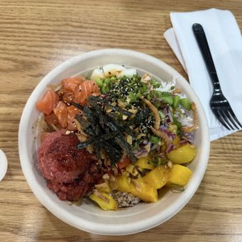 Domoishi - Poke Bowl Pick 2 (salmon and spicy tuna) - Bubble Tea Near Me - Tampa, Florida Domoishi - Poke Bowl Pick 2 (salmon and spicy tuna) - Bubble Tea Near Me - Tampa, Florida