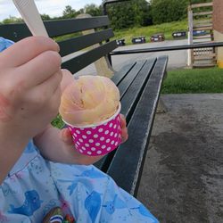 Kids size cup of rainbow sherbet
