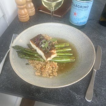Silver Fork - Sea Bass and asparagus - New American Near Me - Manchester, Vermont Silver Fork - Sea Bass and asparagus - New American Near Me - Manchester, Vermont