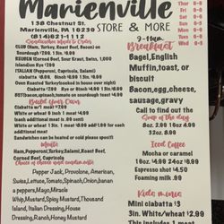 Marienville Store & More - Menu call in for faster service
