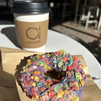 Around Cafe - Ube donut and lavender latte - Bubble Tea Near Me - Arlington Heights, Illinois Around Cafe - Ube donut and lavender latte - Bubble Tea Near Me - Arlington Heights, Illinois