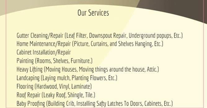 Slide of Tyler's Handyman Services