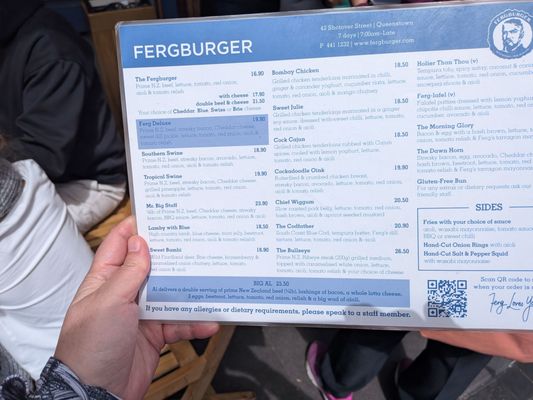 Menu photo 4 Fergburger Queenstown, OTA