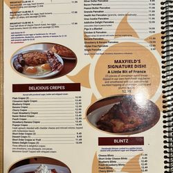 Maxfield's Pancake House - Menu