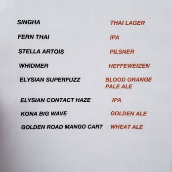 Fern Thai on Main - Beer Menu - Thai Near Me - Bellevue, Washington Fern Thai on Main - Beer Menu - Thai Near Me - Bellevue, Washington