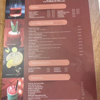 El Atico - Drink menú - Colombian Near Me - Boynton Beach, Florida