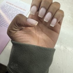 Rainbow Nails - Two different shaped never took off my gel d just put acrylic on top it looks like a 4 year old did them