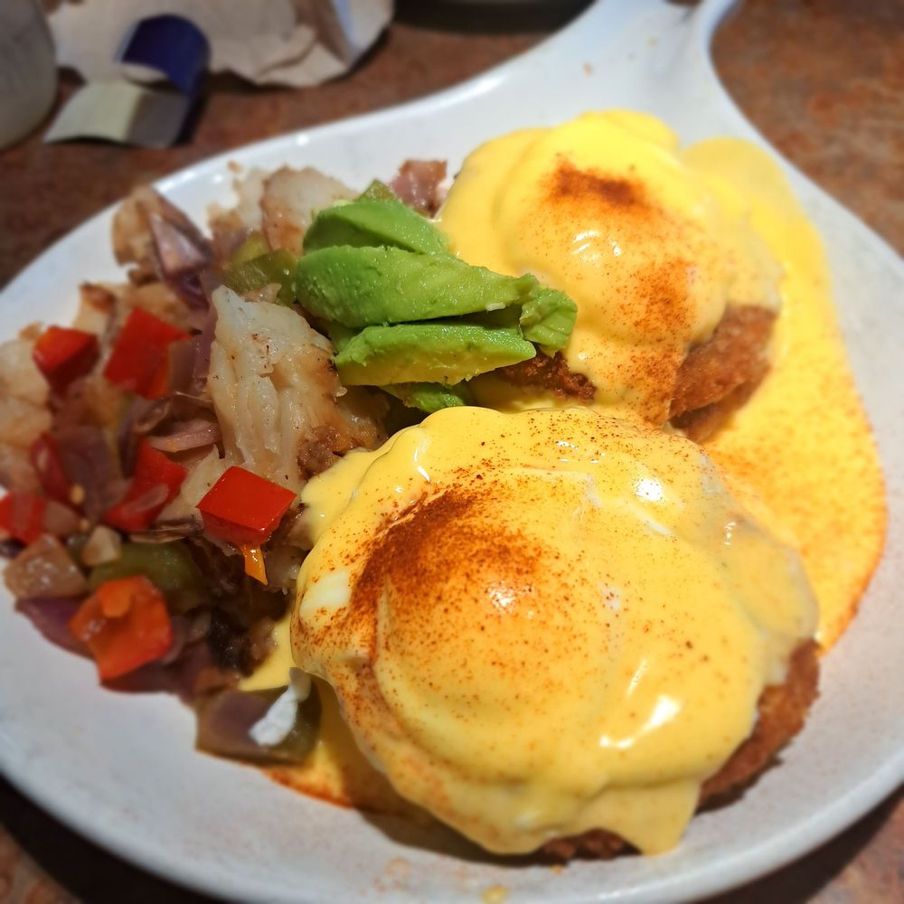 Huckleberry's - Crab Cake Benedict---sooo yummy! - Southern Near Me - Anaheim, California