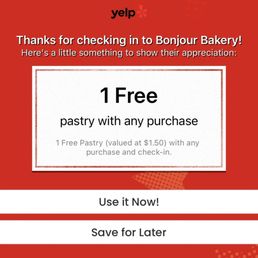 Advertised "any purchase" the lady said we have to buy "a cake" NOT other pastries in order to redeem this check-in. Click bait