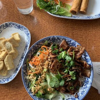LeQuy - Vermicelli, side of fried tofu (not on the menu- ask!) and egg rolls. - Vietnamese Near Me - Campbell, California LeQuy - Vermicelli, side of fried tofu (not on the menu- ask!) and egg rolls. - Vietnamese Near Me - Campbell, California