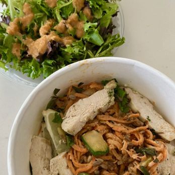 Flower Child - Glow Bowl and Green salad (that came with the wrap) - Salad Near Me - Charlotte, North Carolina