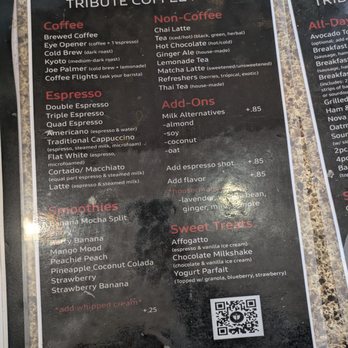 Tribute Coffee House - Menu 4: other drinks - Coffee & Tea Near Me - Garden Grove, California